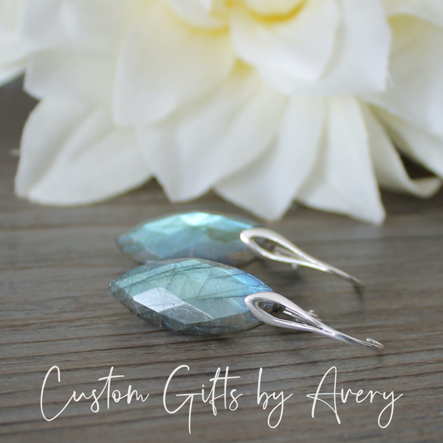 Natural Marquise Cut Labradorite Earrings