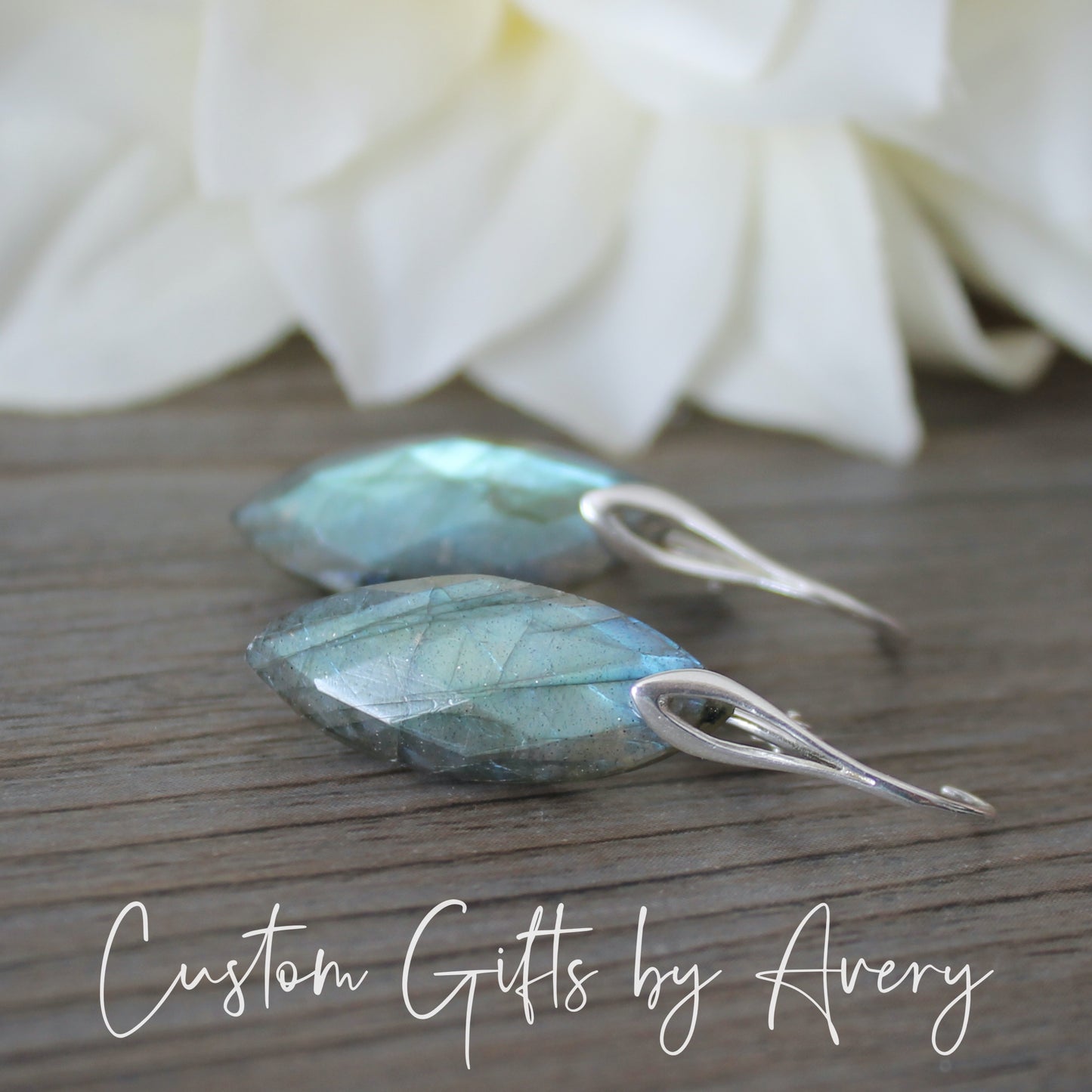 Natural Marquise Cut Labradorite Earrings