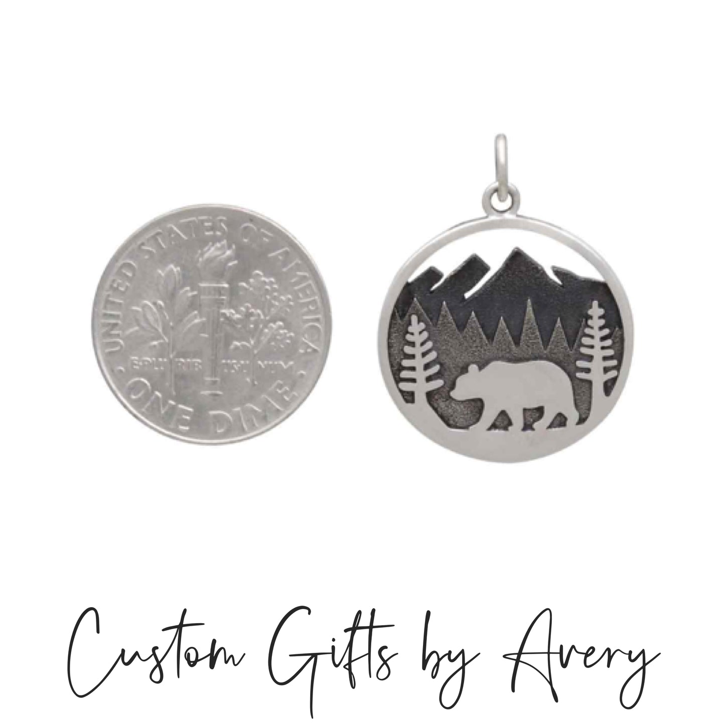 Sterling Silver Forest & Mountain Bear Necklace