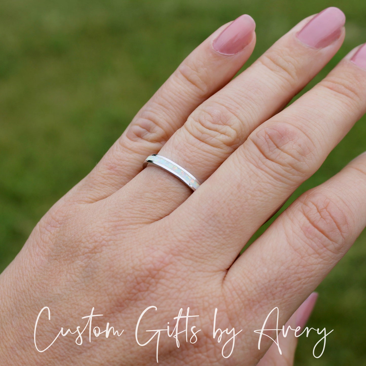 Sterling Silver Opal Eternity Band