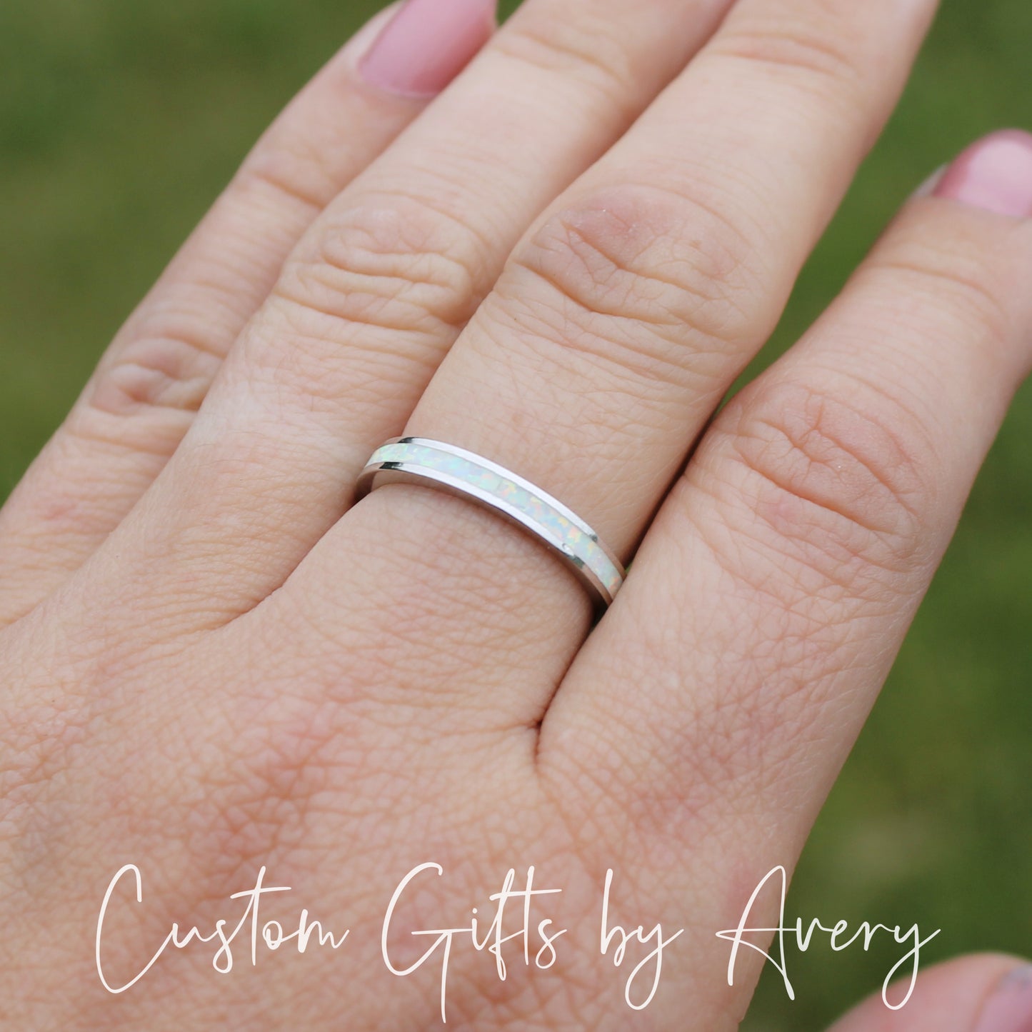 Sterling Silver Opal Eternity Band