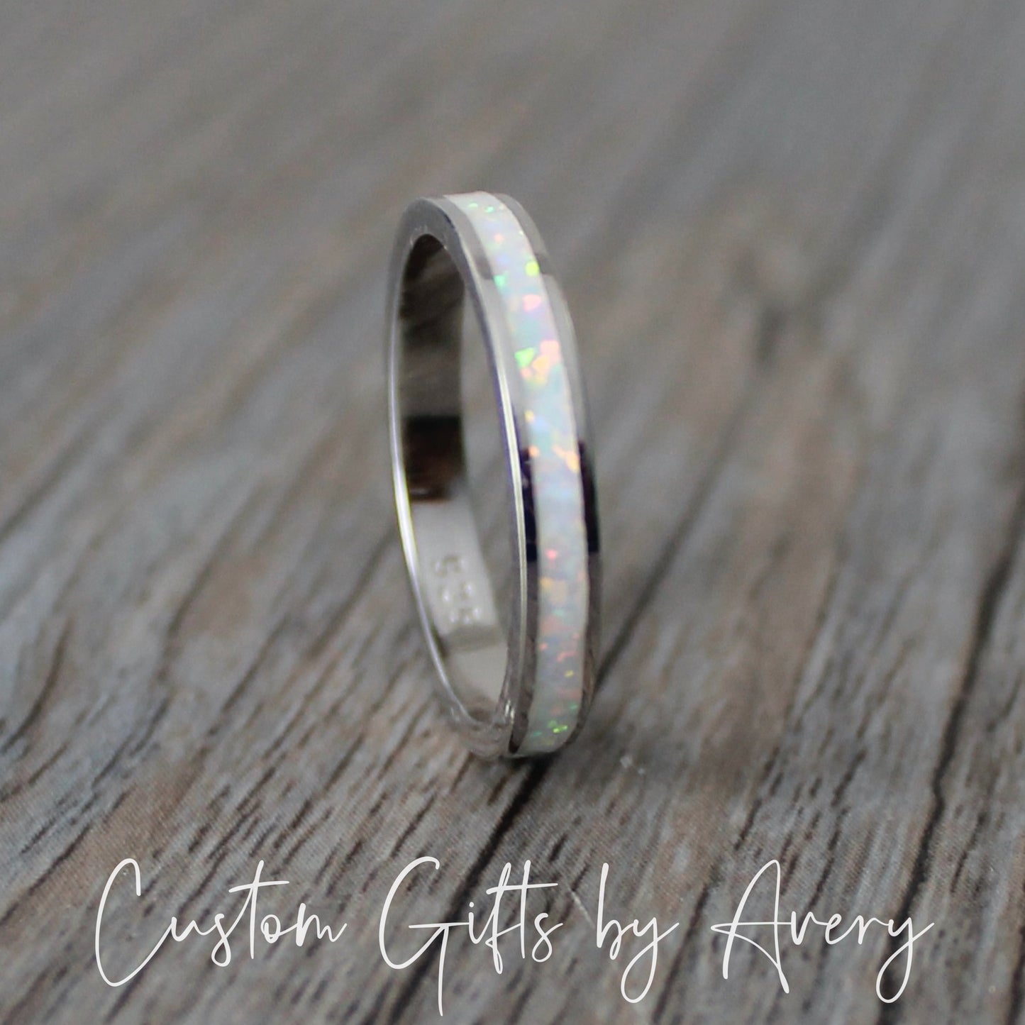 Sterling Silver Opal Eternity Band