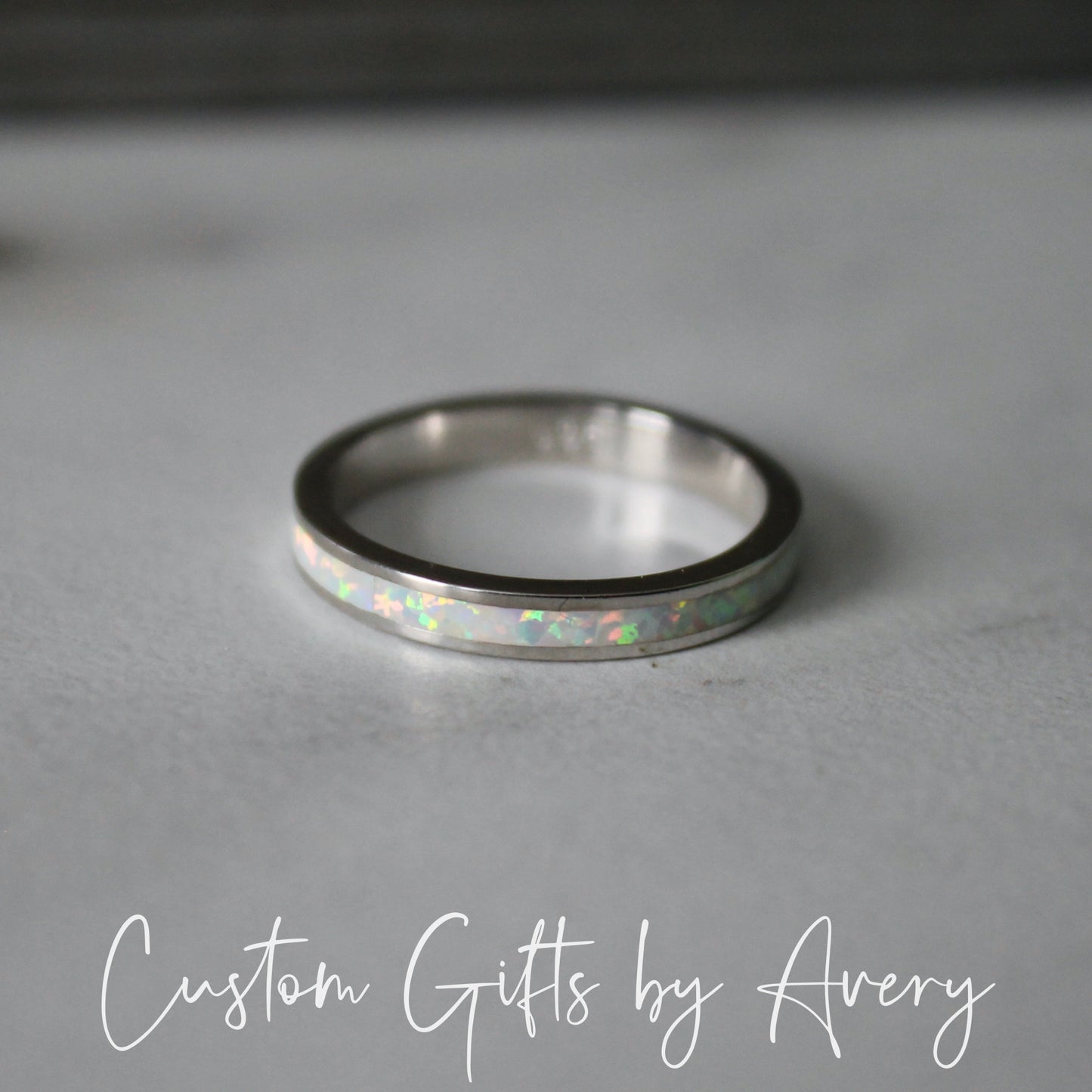 Sterling Silver Opal Eternity Band