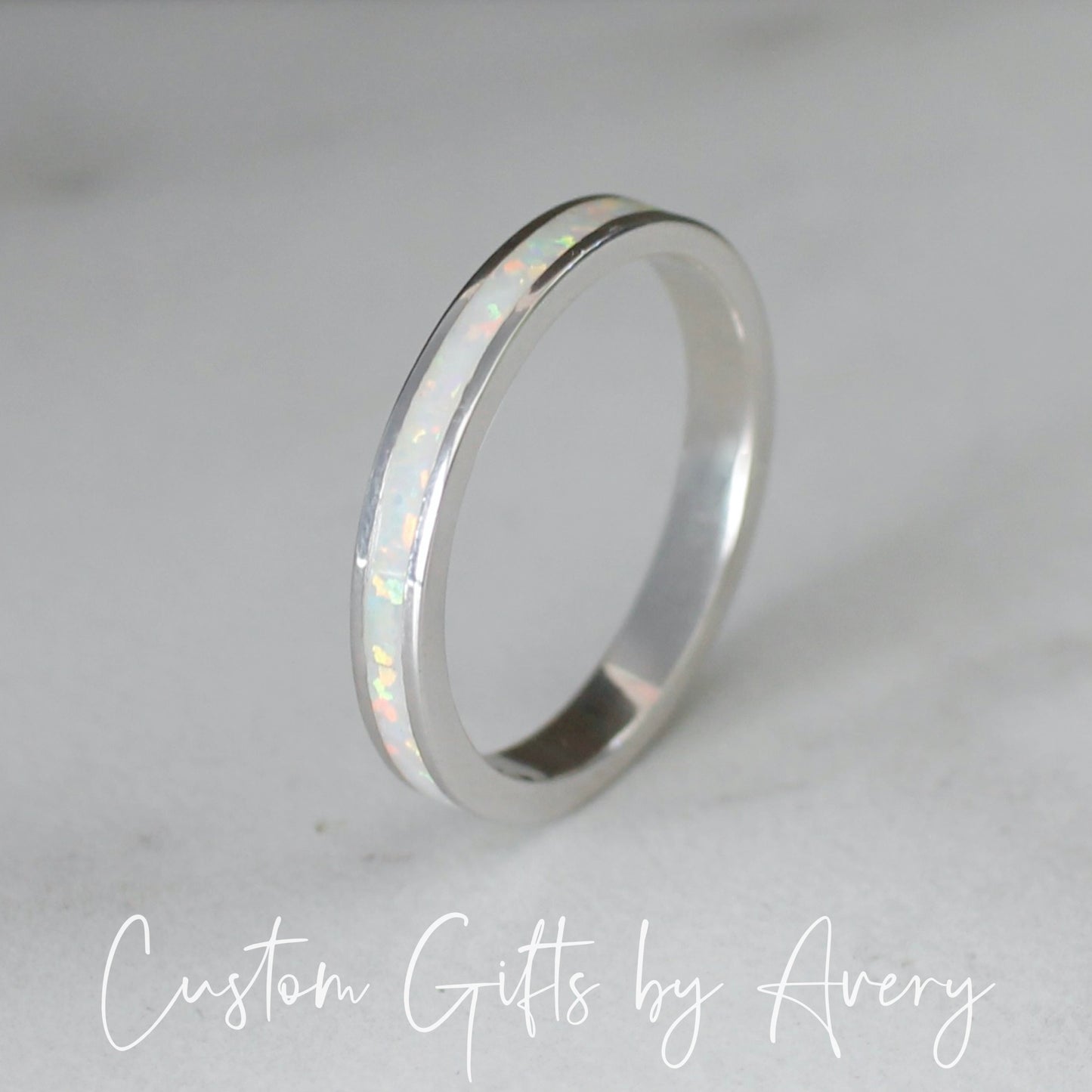 Sterling Silver Opal Eternity Band