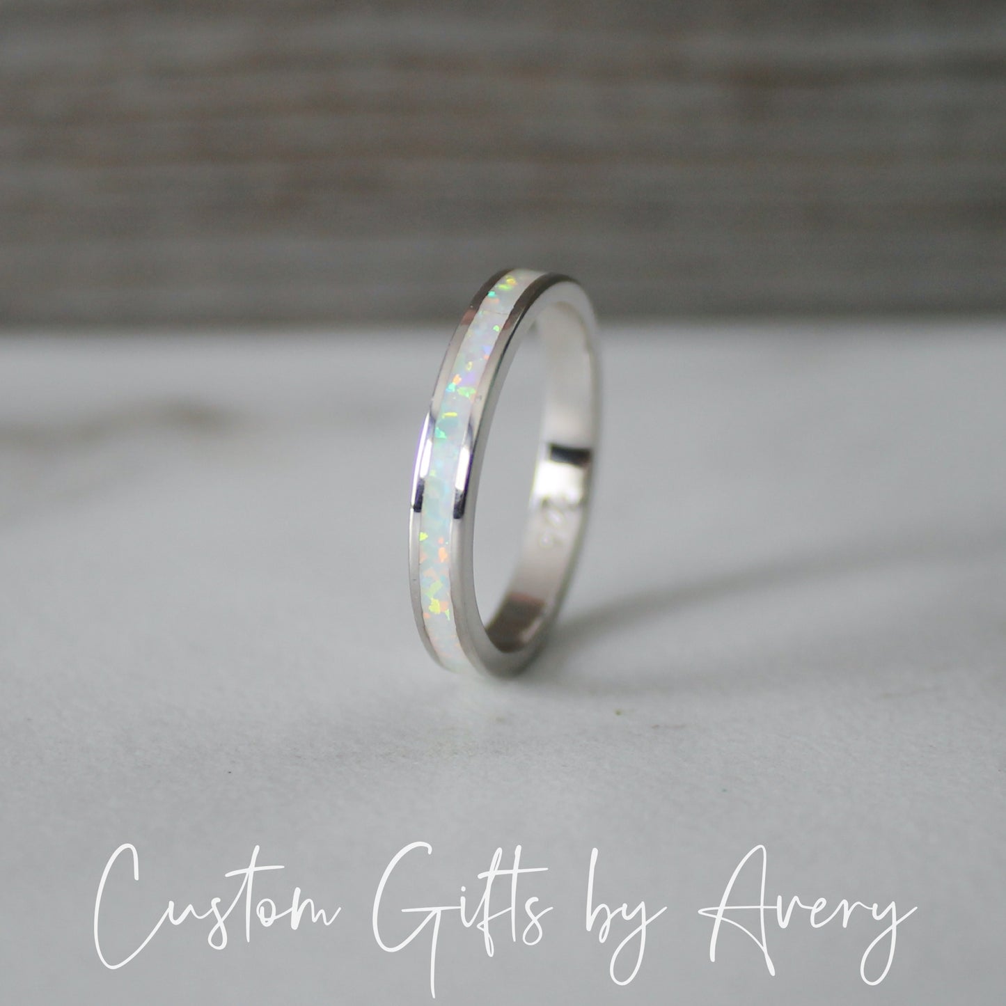 Sterling Silver Opal Eternity Band