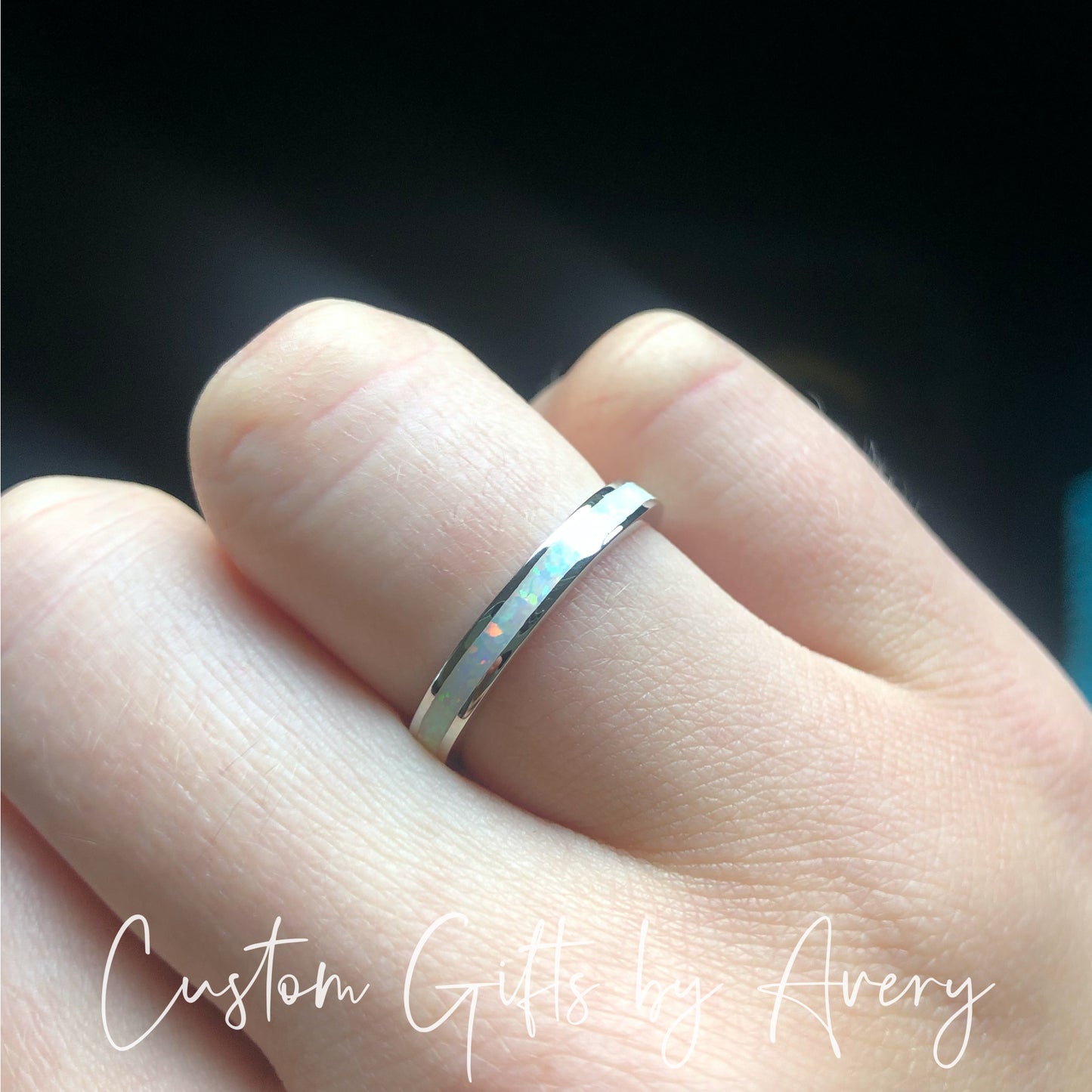 Sterling Silver Opal Eternity Band