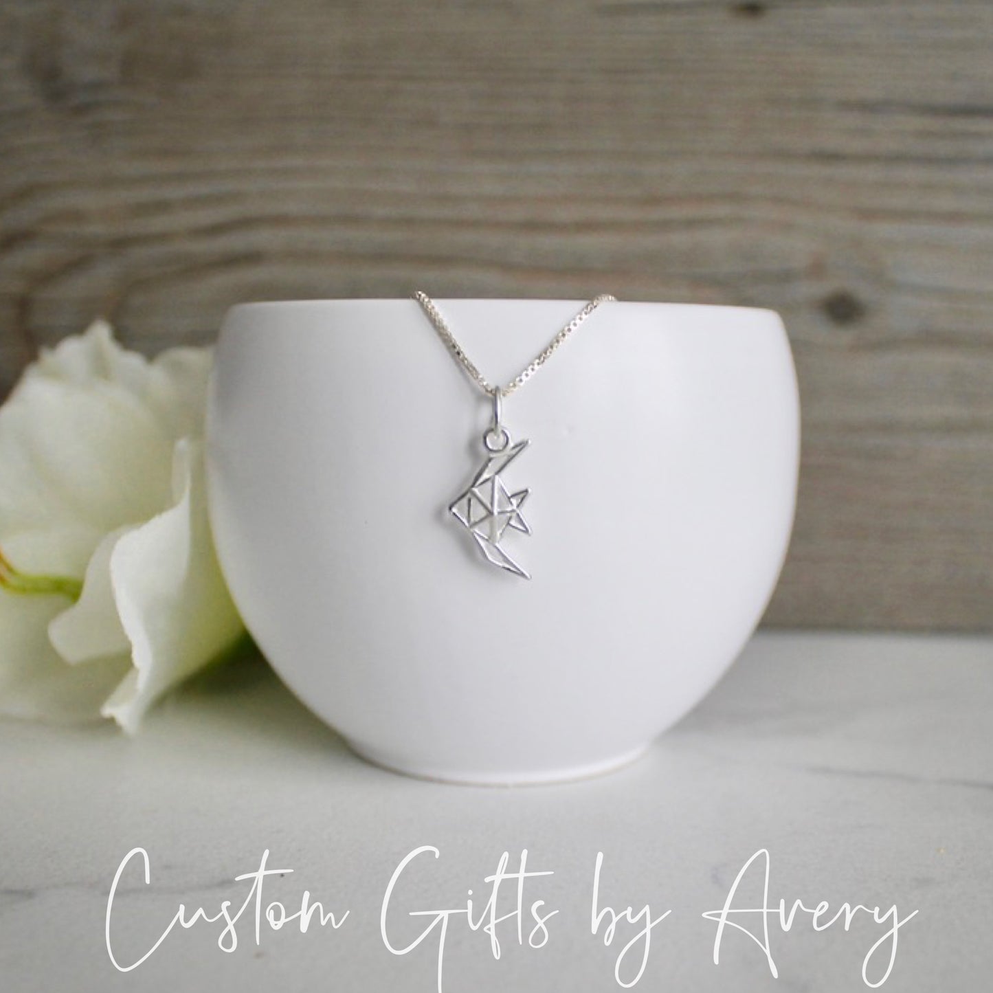 Stering Silver Origami Angel Fish Necklace