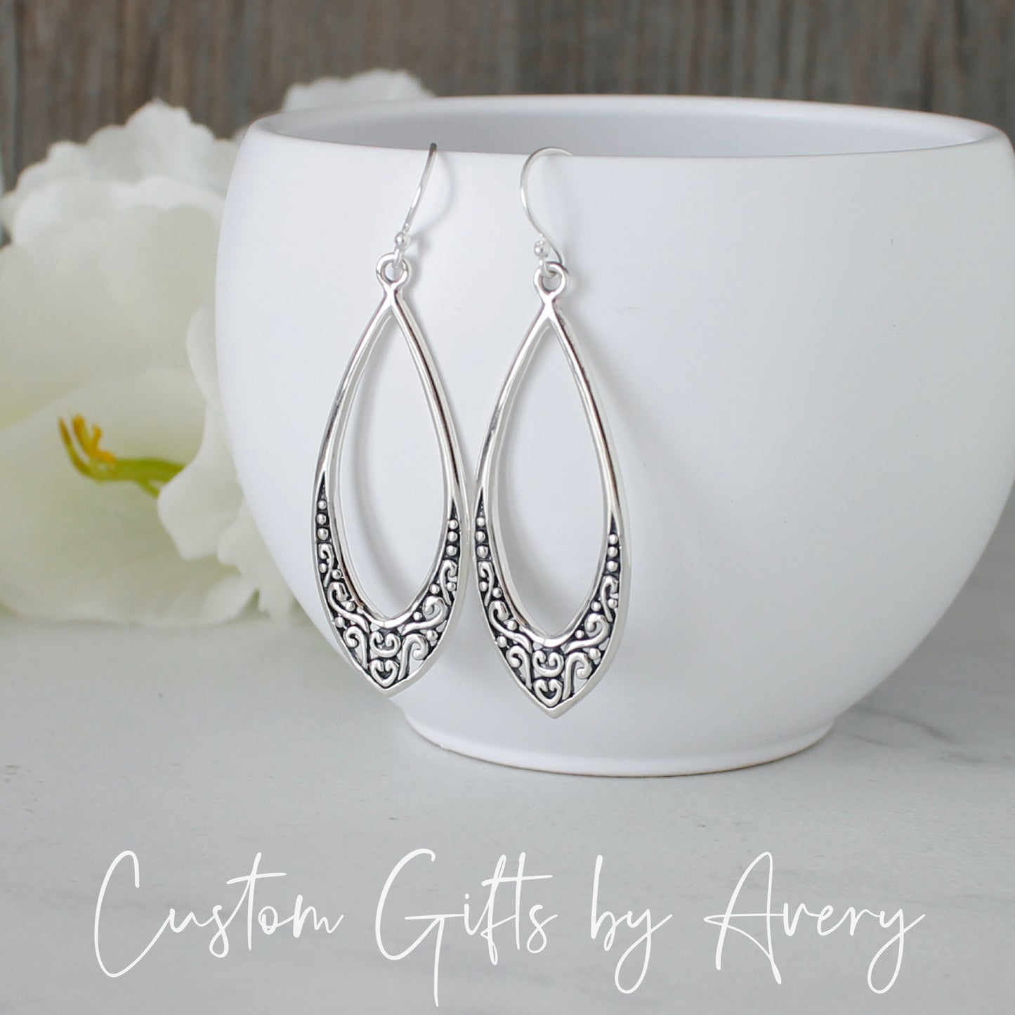 Sterling Silver Filigree Teardrop Earrings