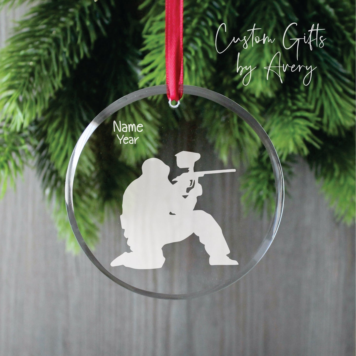 Personalized Glass Christmas Ornament ~ Paint Ball