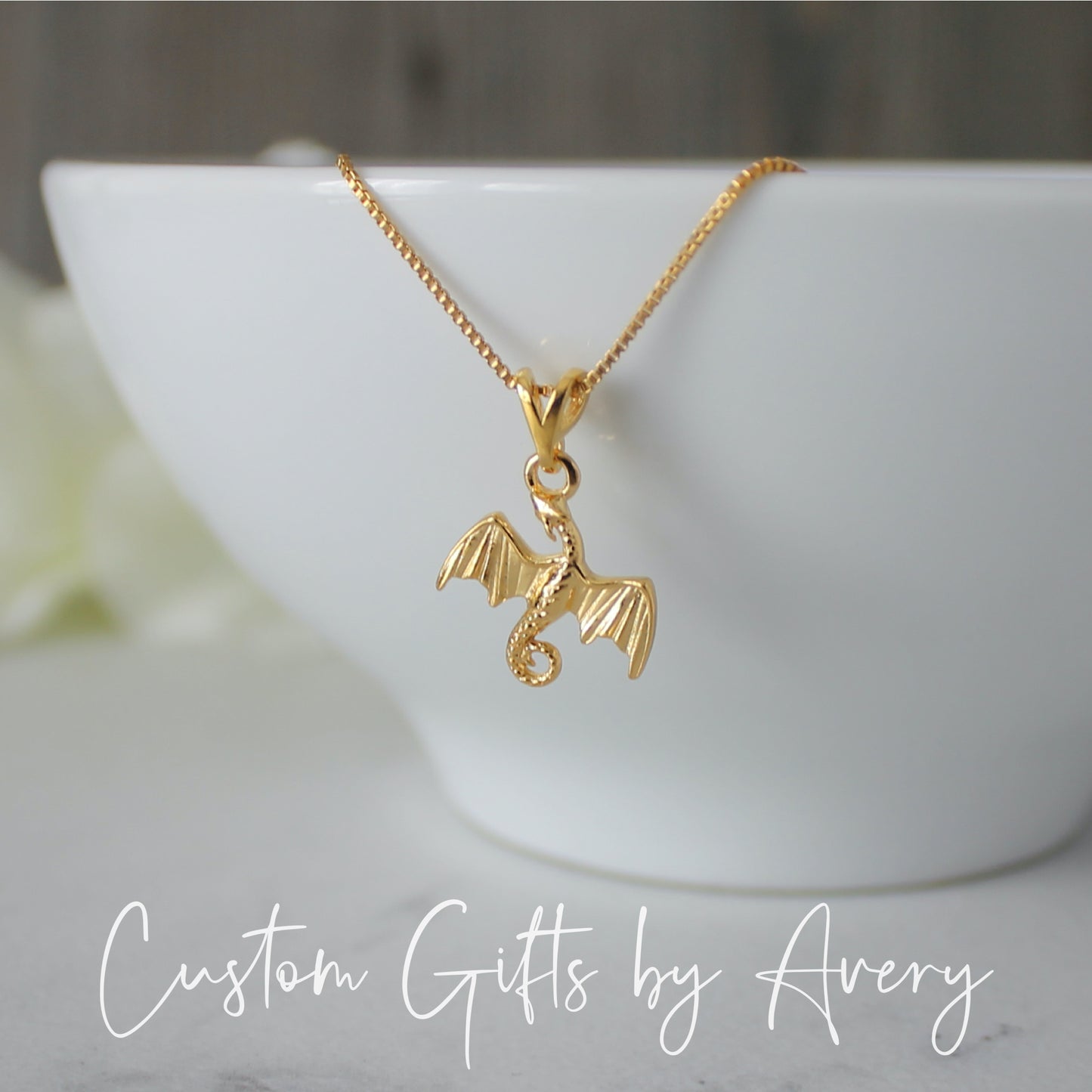 Petite Dragon Necklace in Sterling Silver or Gold Filled