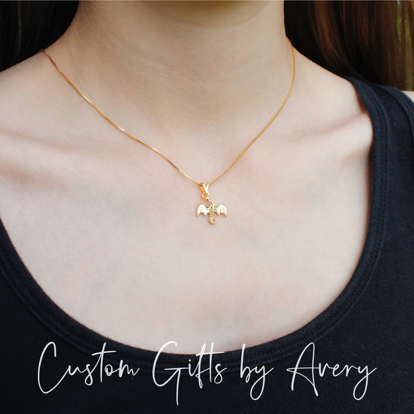 Petite Dragon Necklace in Sterling Silver or Gold Filled