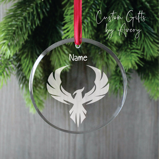 Personalized Glass Christmas Ornament ~ Phoenix