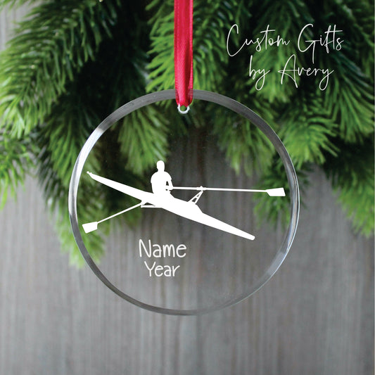 Personalized Glass Christmas Ornament ~ Male Rower