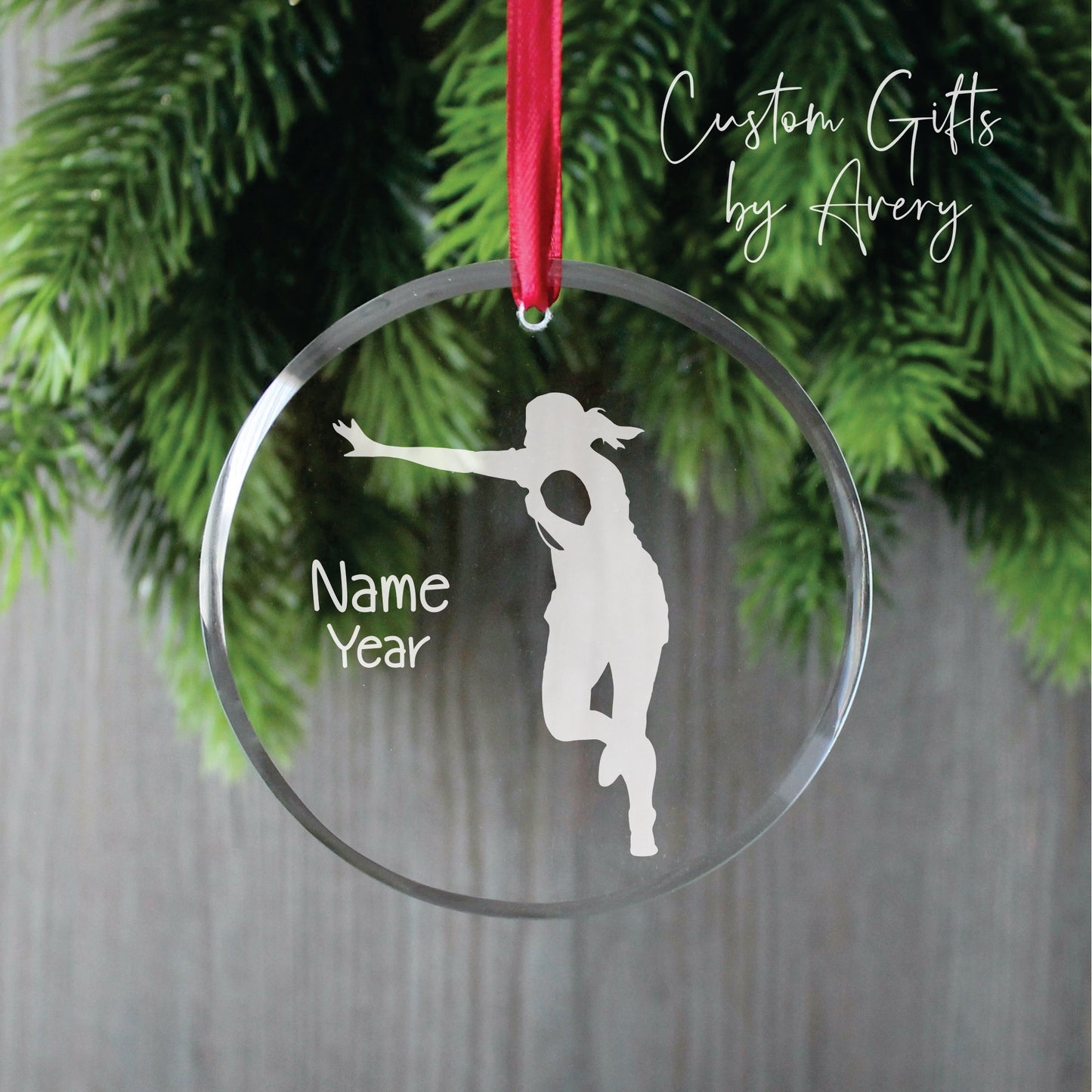 Personalized Glass Christmas Ornament ~ Female Rugby Player