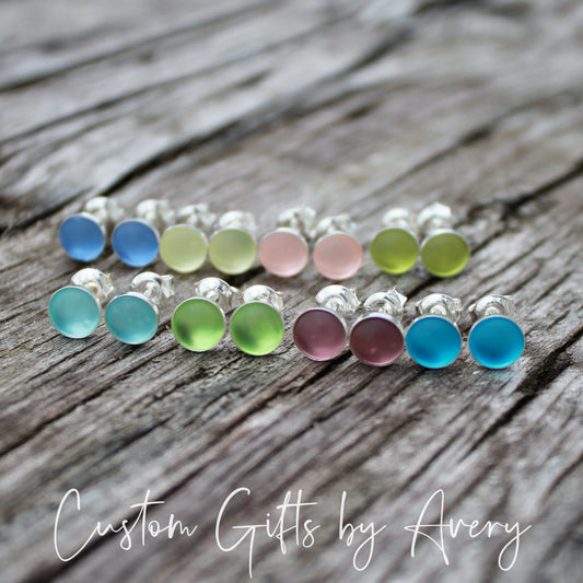 Sterling Silver Sea Glass Studs