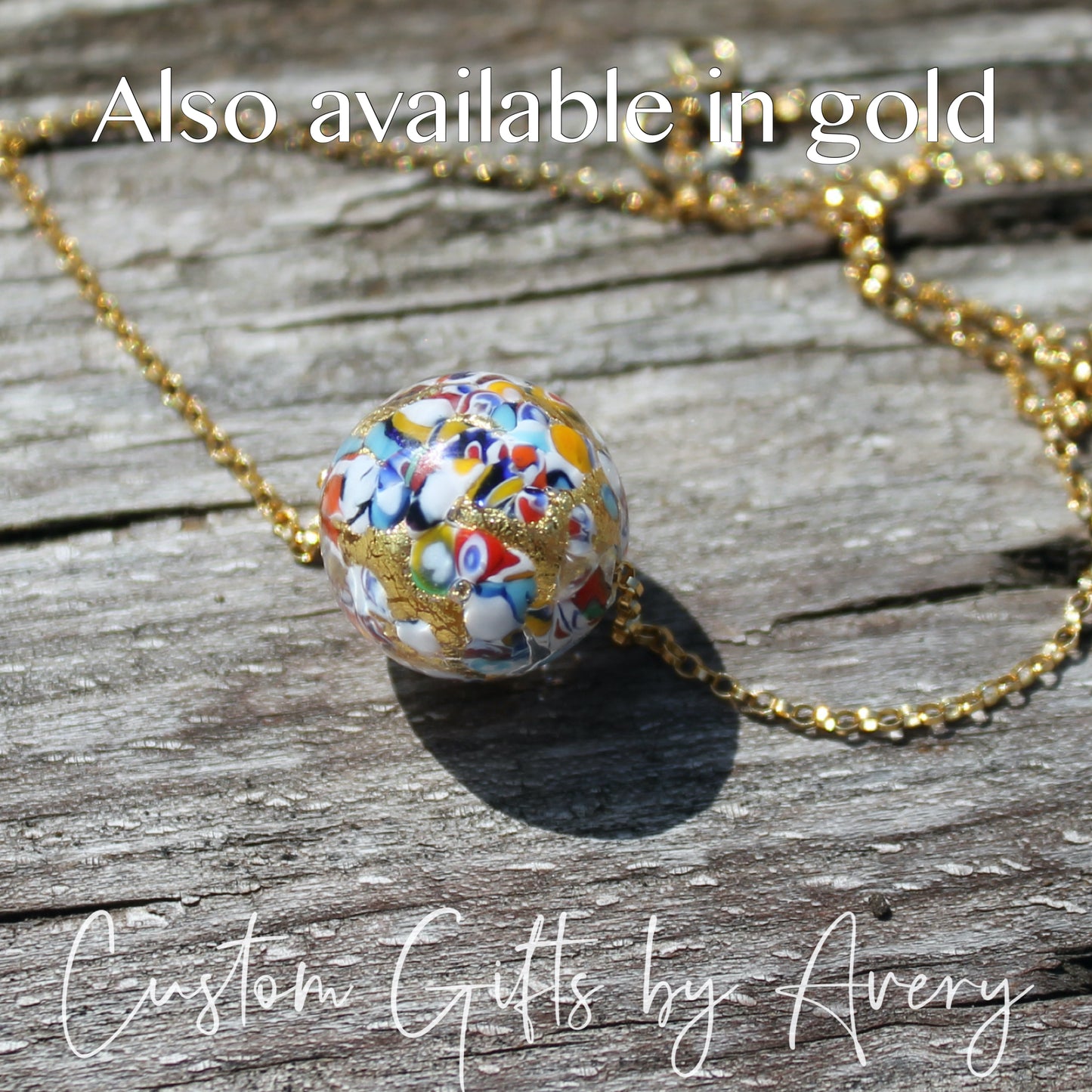 Sterling Silver Venetian Murano Klimt Inspired Lampwork Necklace