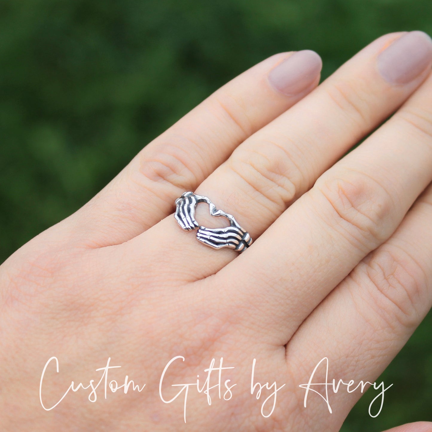 Sterling Silver Skeleton Heart Ring