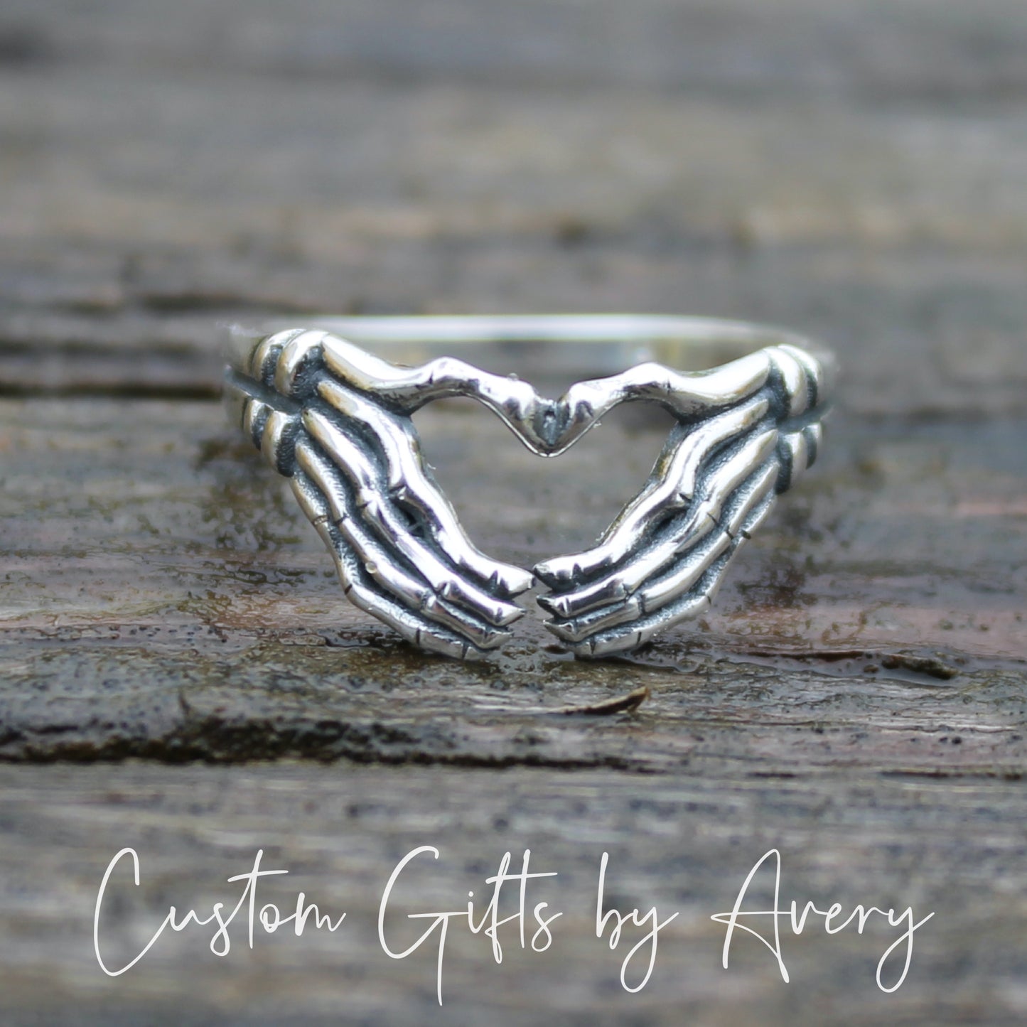 Sterling Silver Skeleton Heart Ring