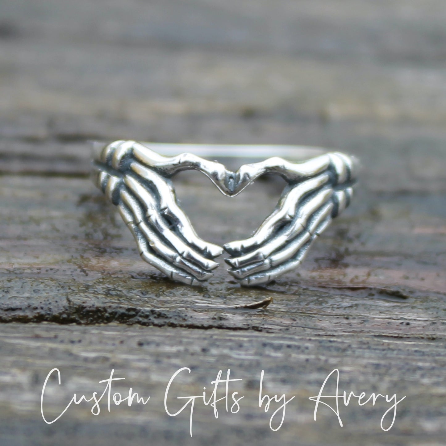 Sterling Silver Skeleton Heart Ring