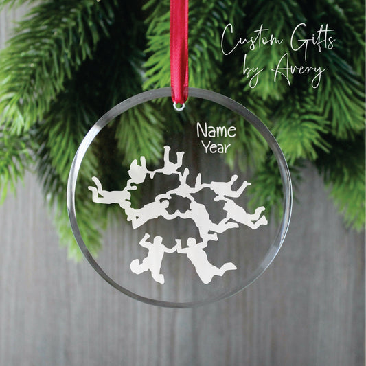 Personalized Glass Christmas Ornament ~ Sky Diving