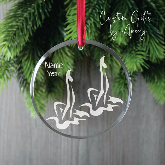 Personalized Glass Christmas Ornament ~ Synchronized Swimmers