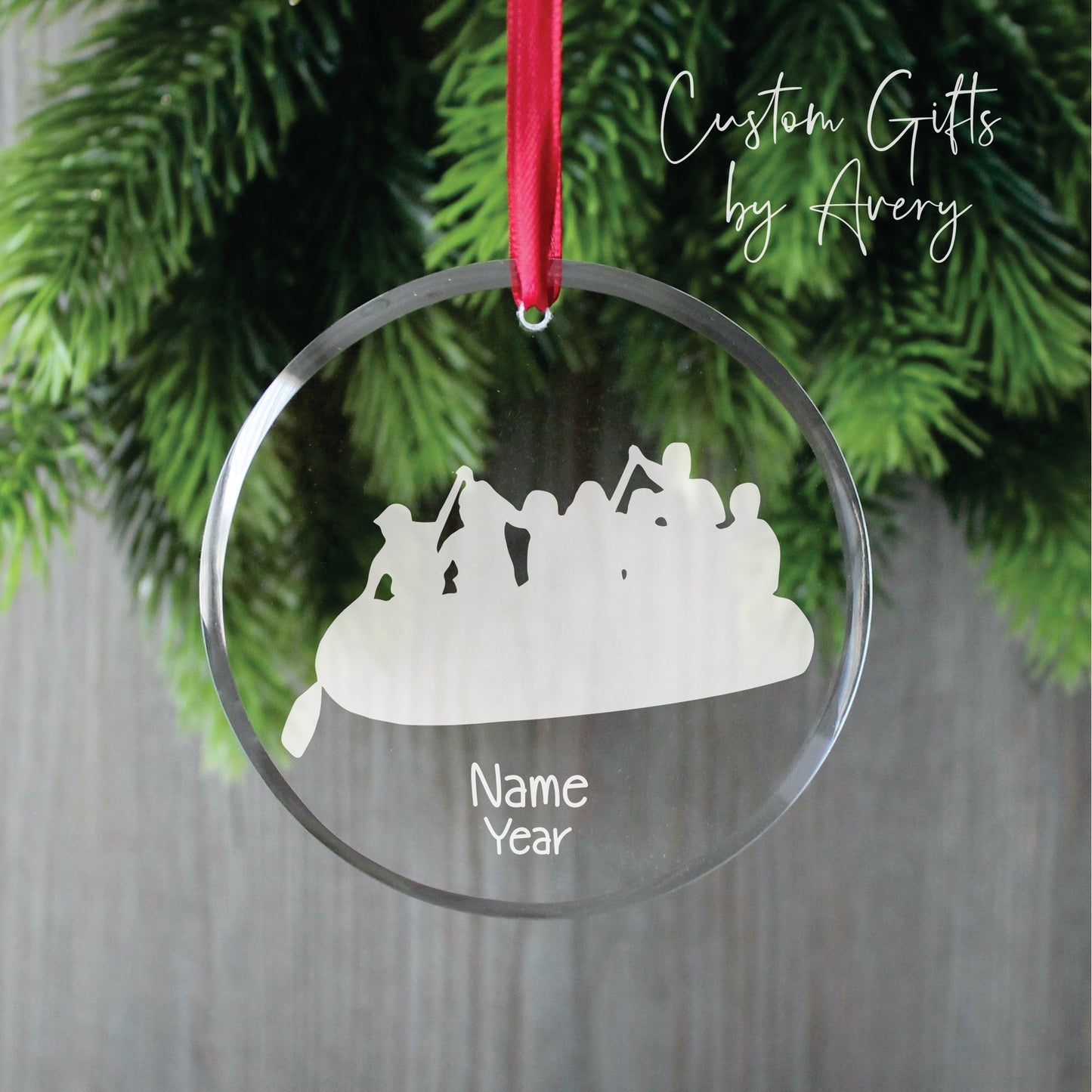 Personalized Glass Christmas Ornament ~ White Water Rafting