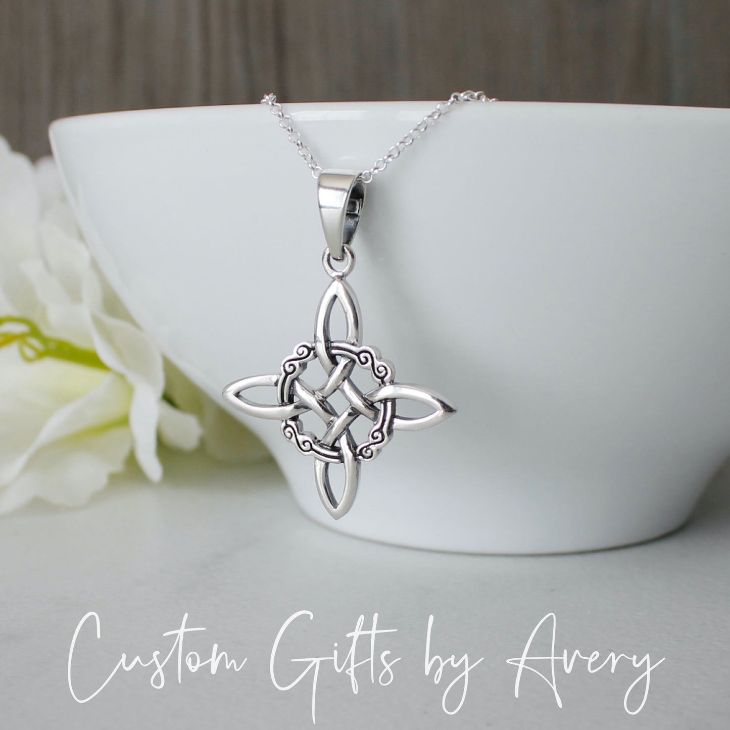 Sterling Silver Witches Knot Necklace