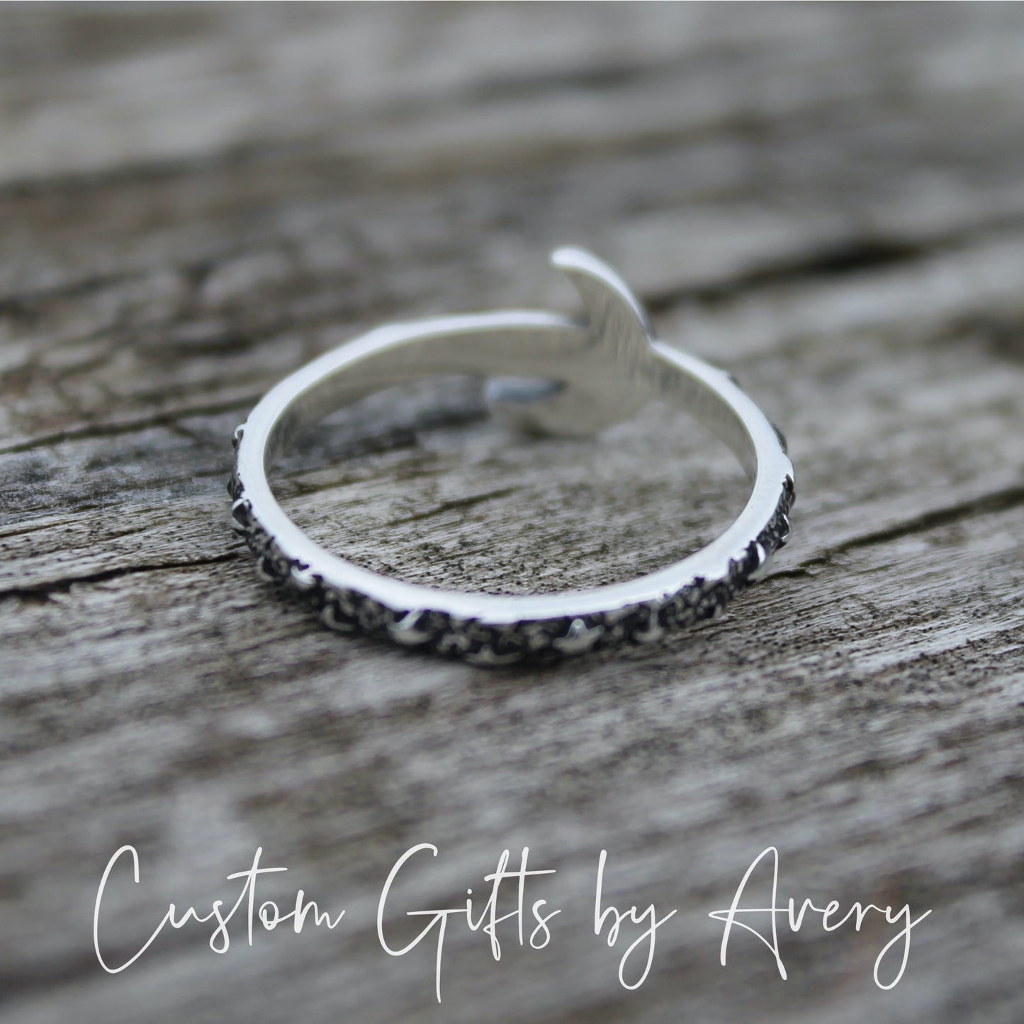 Sterling Silver Crescent Moon & Stars Ring