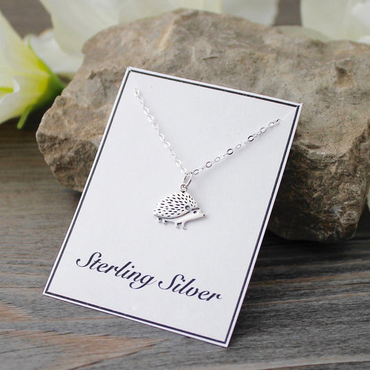 Tiny Sterling Silver Hedgehog Necklace