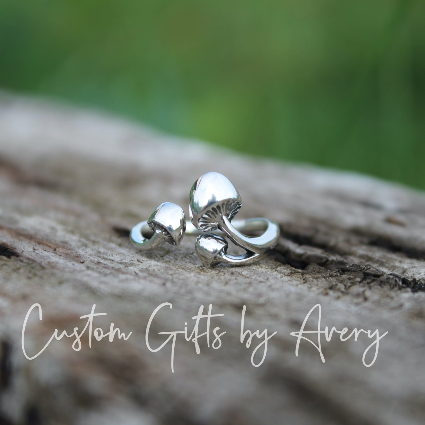 Sterling Silver Triple Mushroom Ring ~ Adjustable