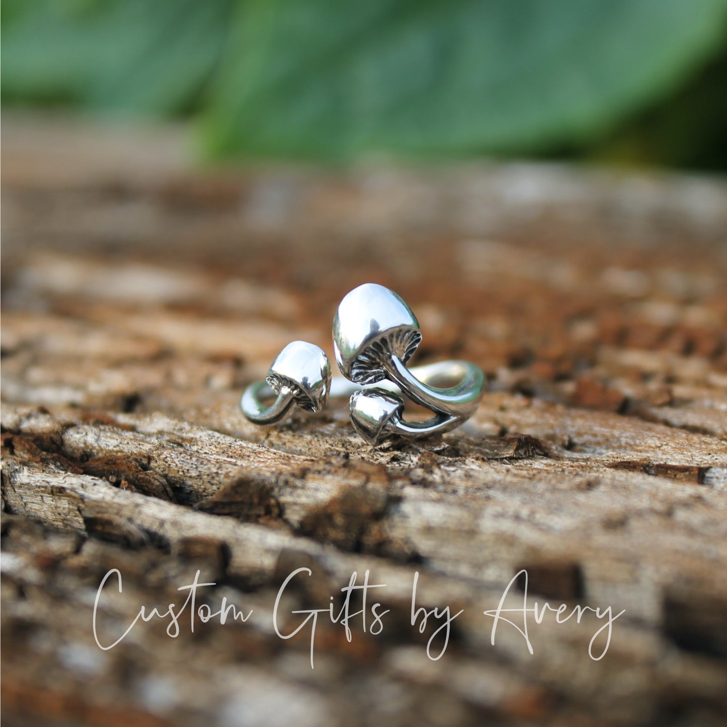 Sterling Silver Triple Mushroom Ring ~ Adjustable