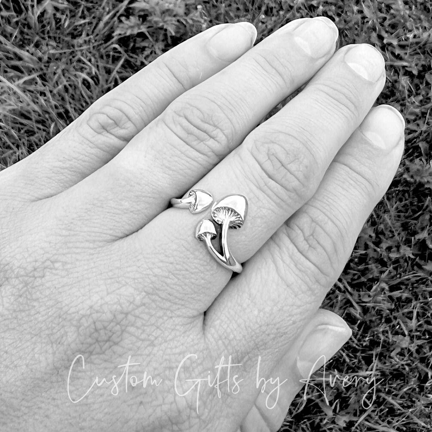 Sterling Silver Triple Mushroom Ring ~ Adjustable