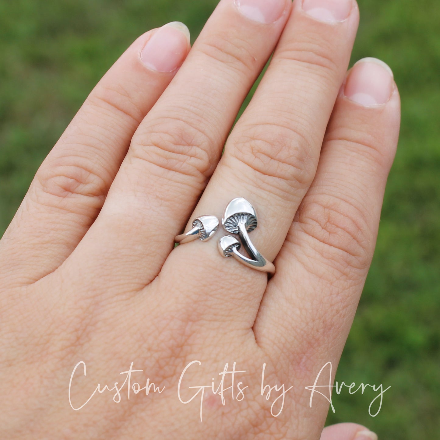 Sterling Silver Triple Mushroom Ring ~ Adjustable