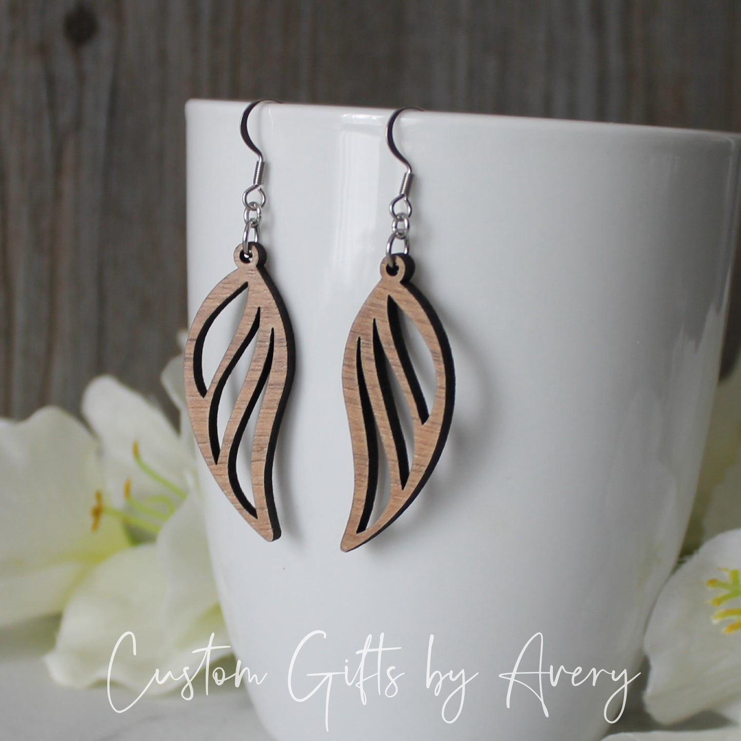 Angel Wing Earrings in Walnut Wood