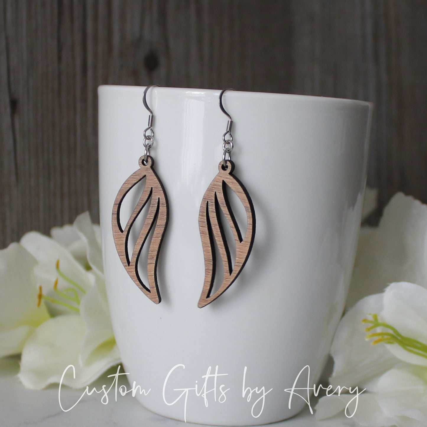 Angel Wing Earrings in Walnut Wood