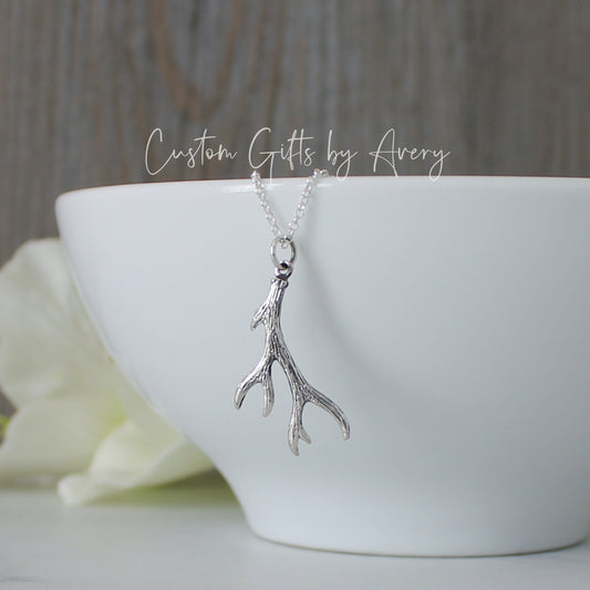 Sterling Silver Antler Necklace