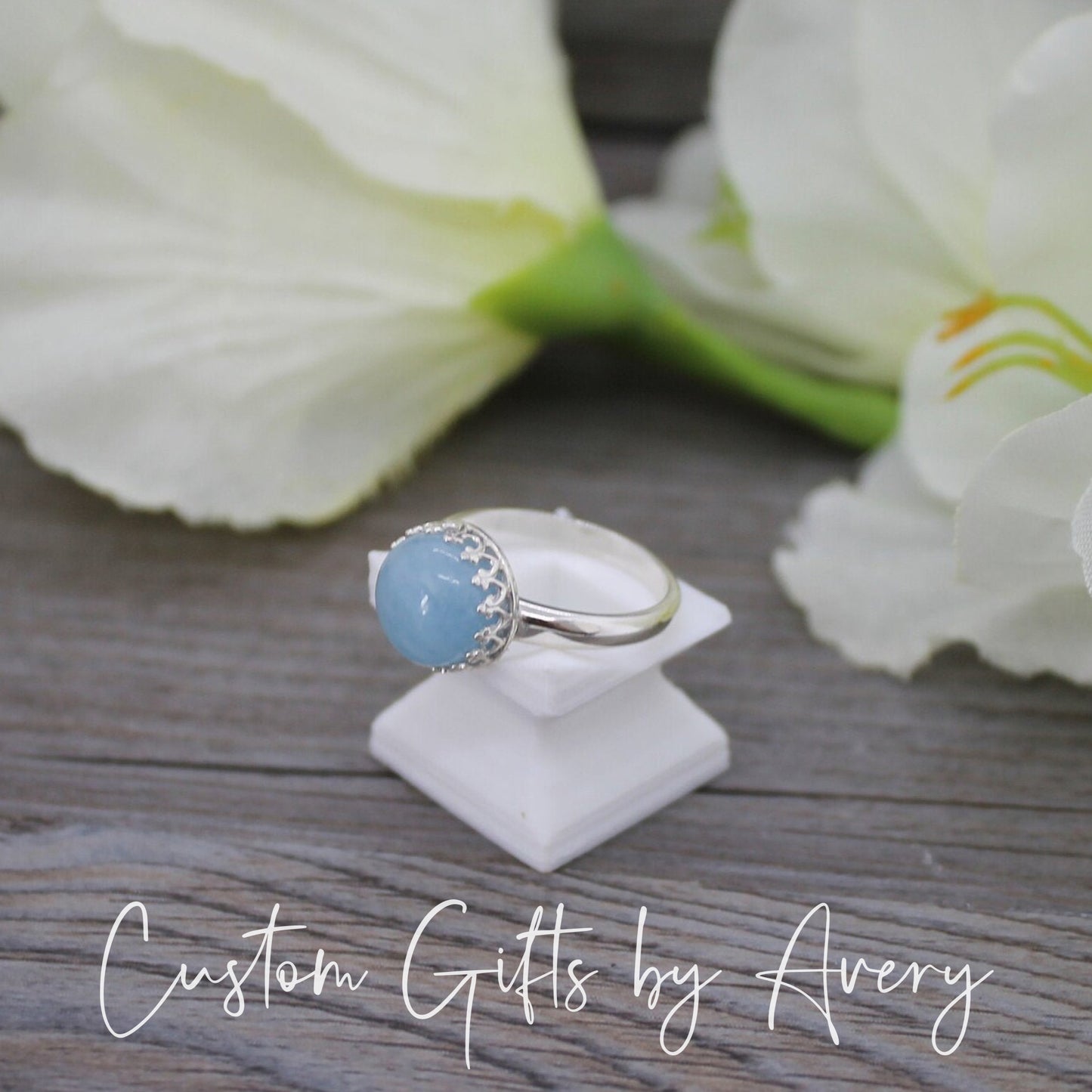 Sterling Silver & Natural Aquamarine Ring