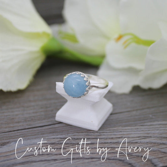 Sterling Silver & Natural Aquamarine Ring