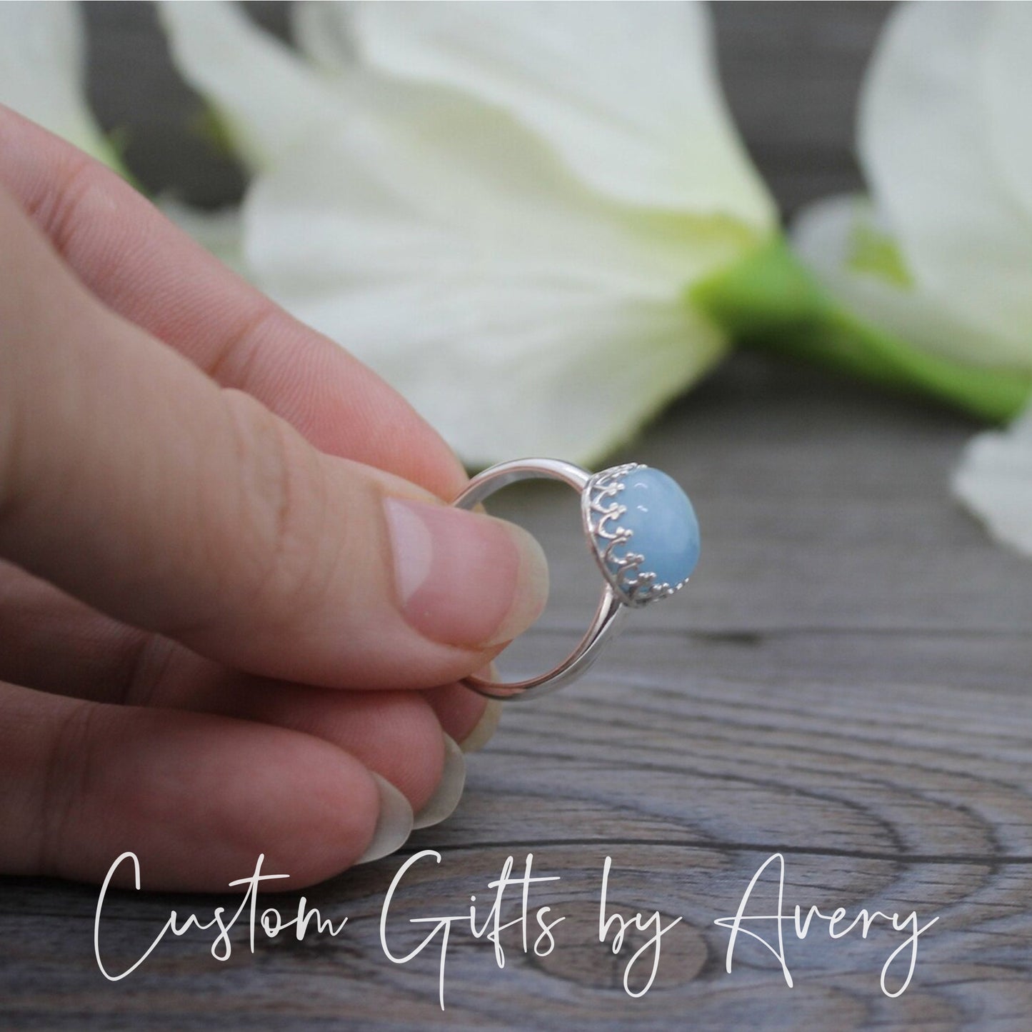 Sterling Silver & Natural Aquamarine Ring