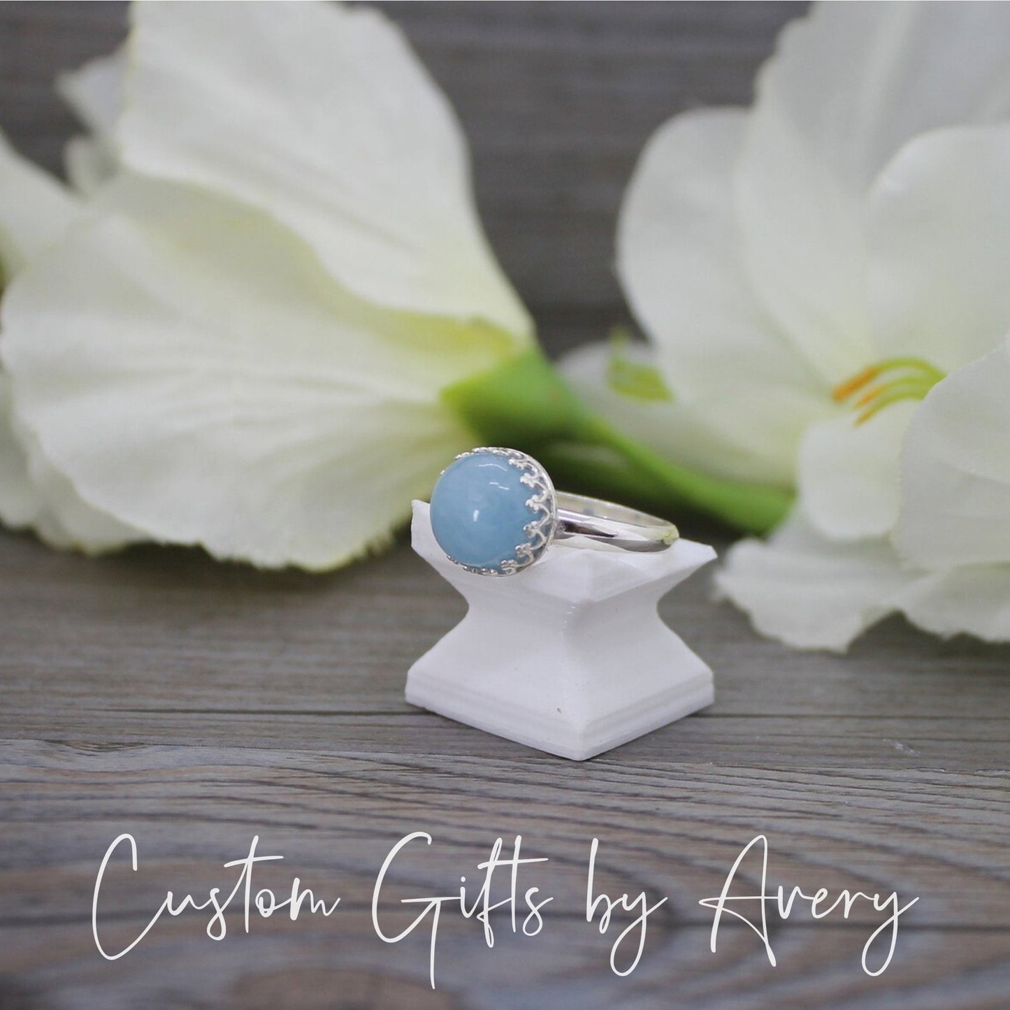 Sterling Silver & Natural Aquamarine Ring