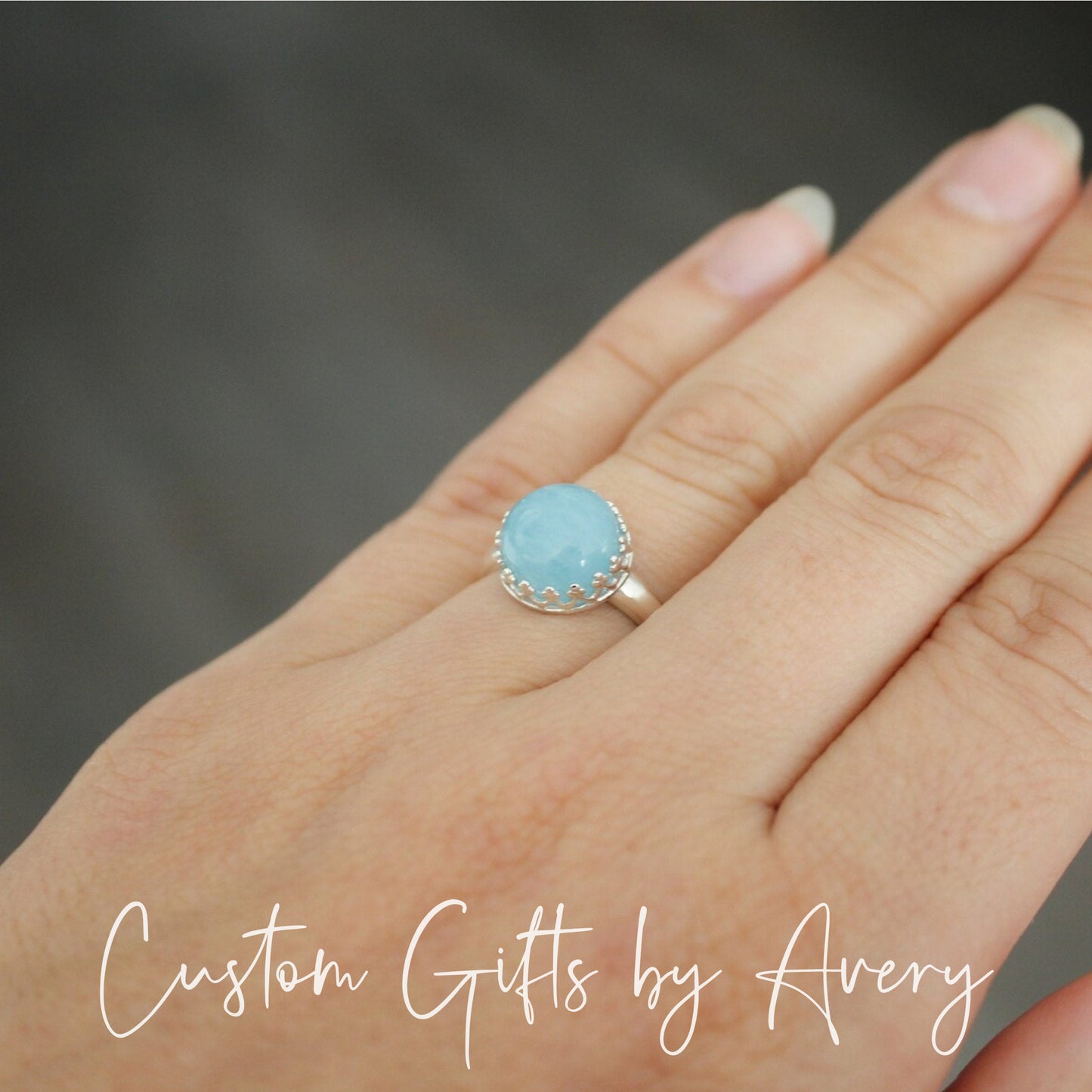 Sterling Silver & Natural Aquamarine Ring