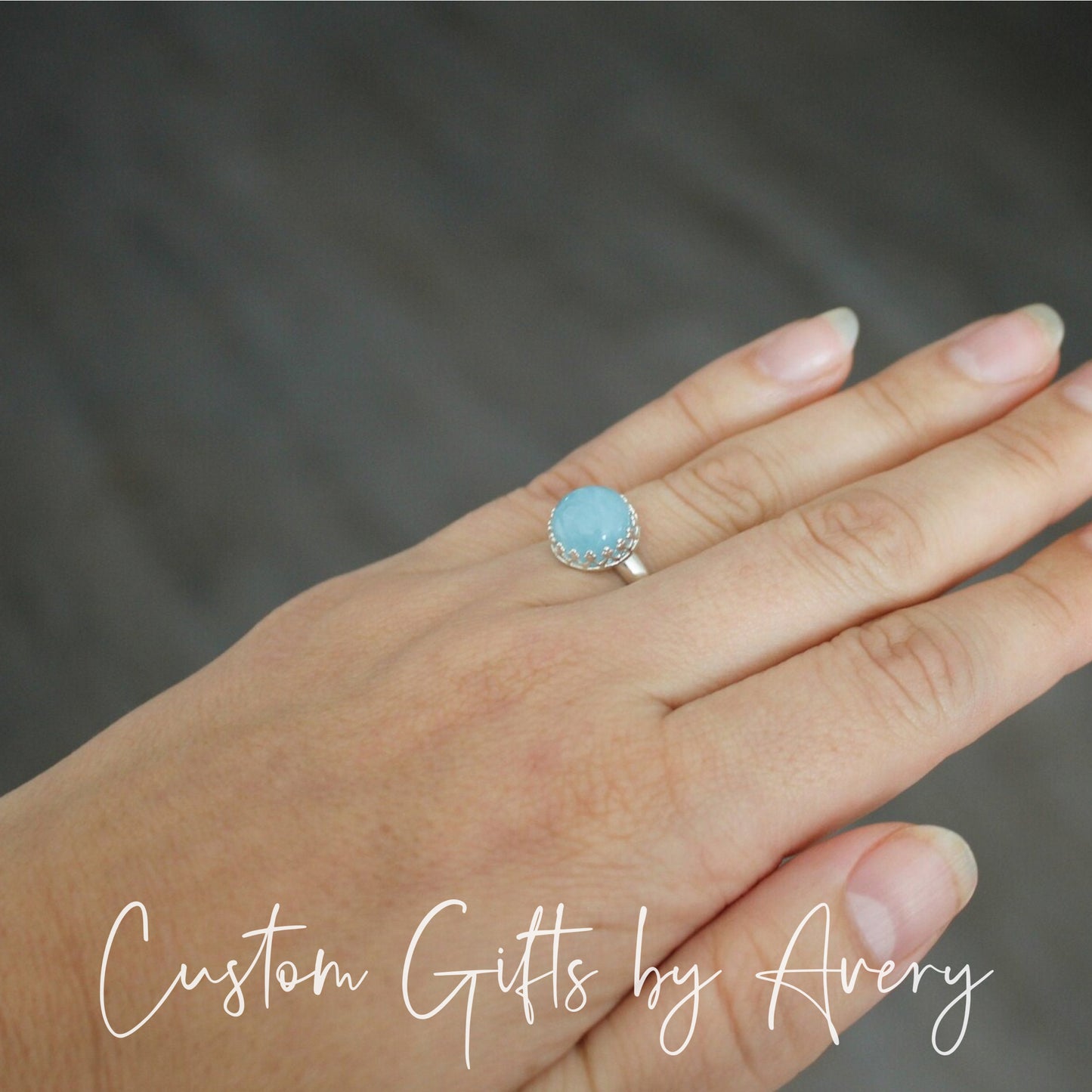 Sterling Silver & Natural Aquamarine Ring