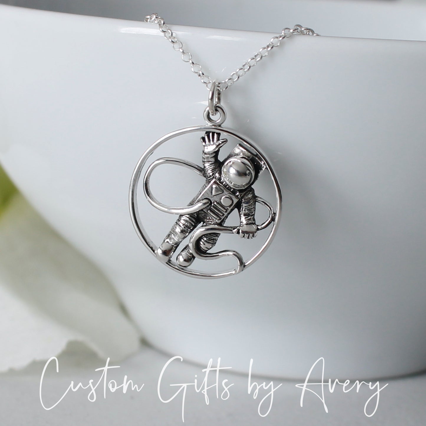 Sterling Silver Space Astronaut Necklace