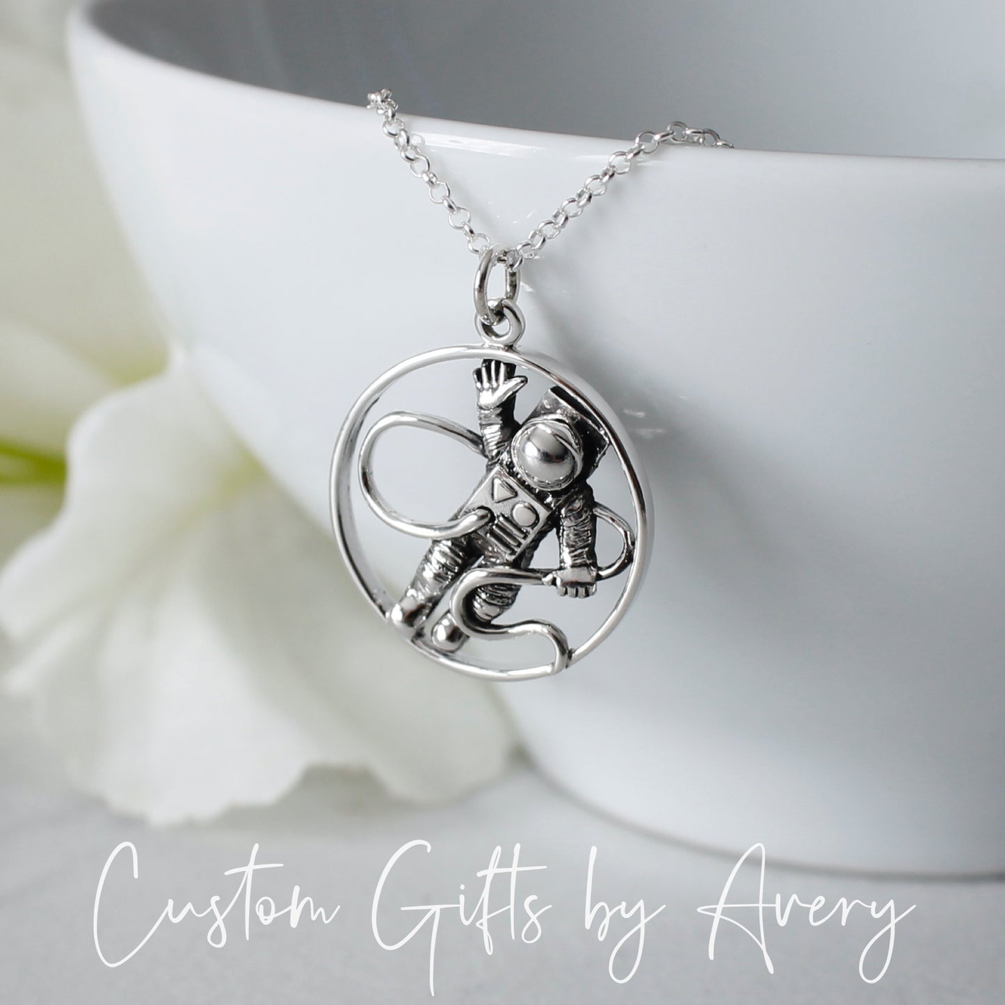 Sterling Silver Space Astronaut Necklace