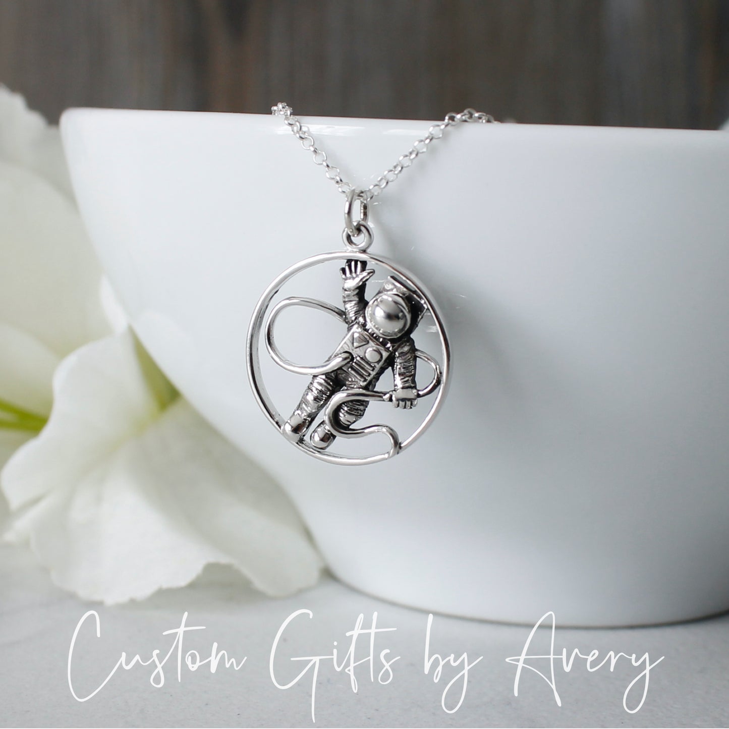 Sterling Silver Space Astronaut Necklace