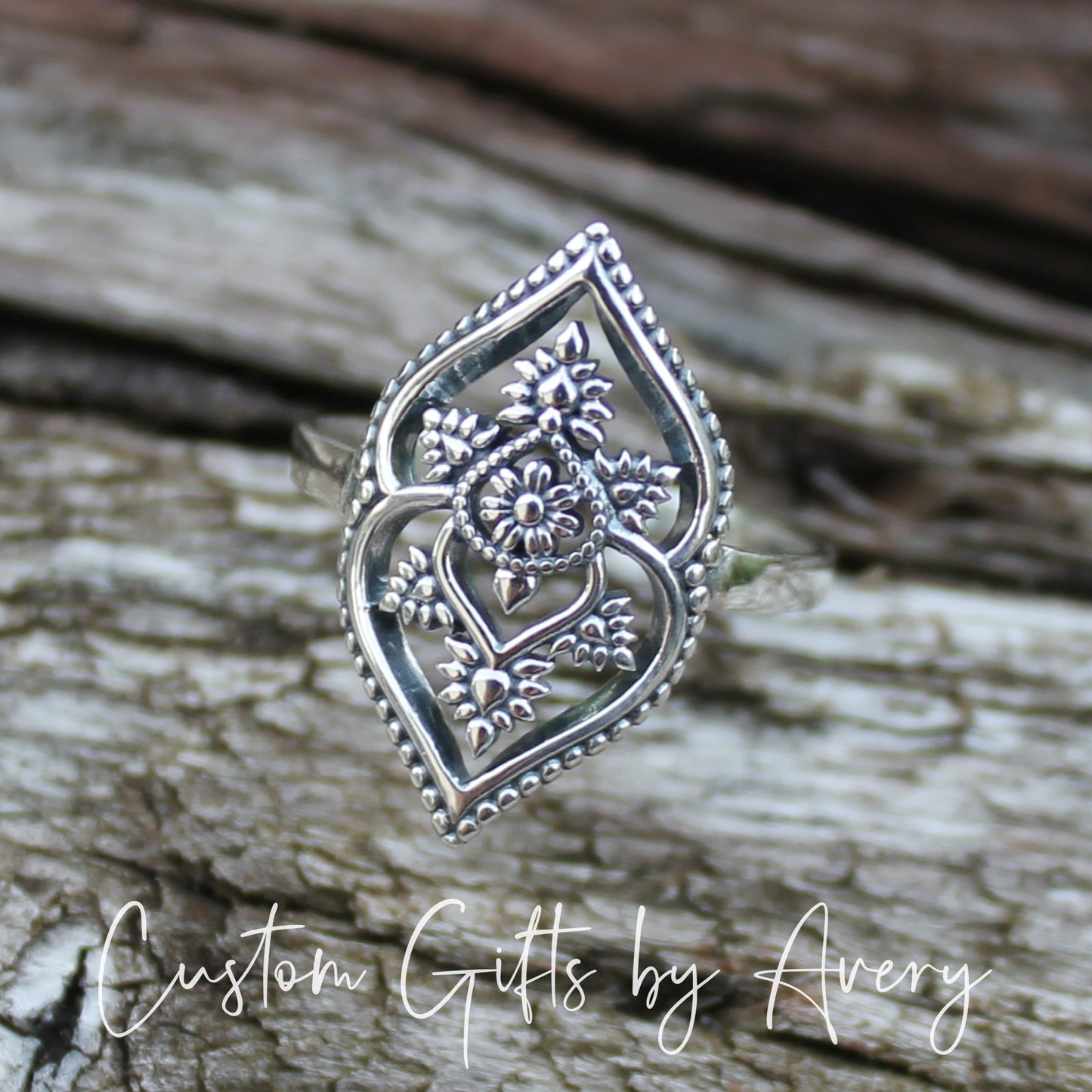 Oxidized Sterling BOHO Ring