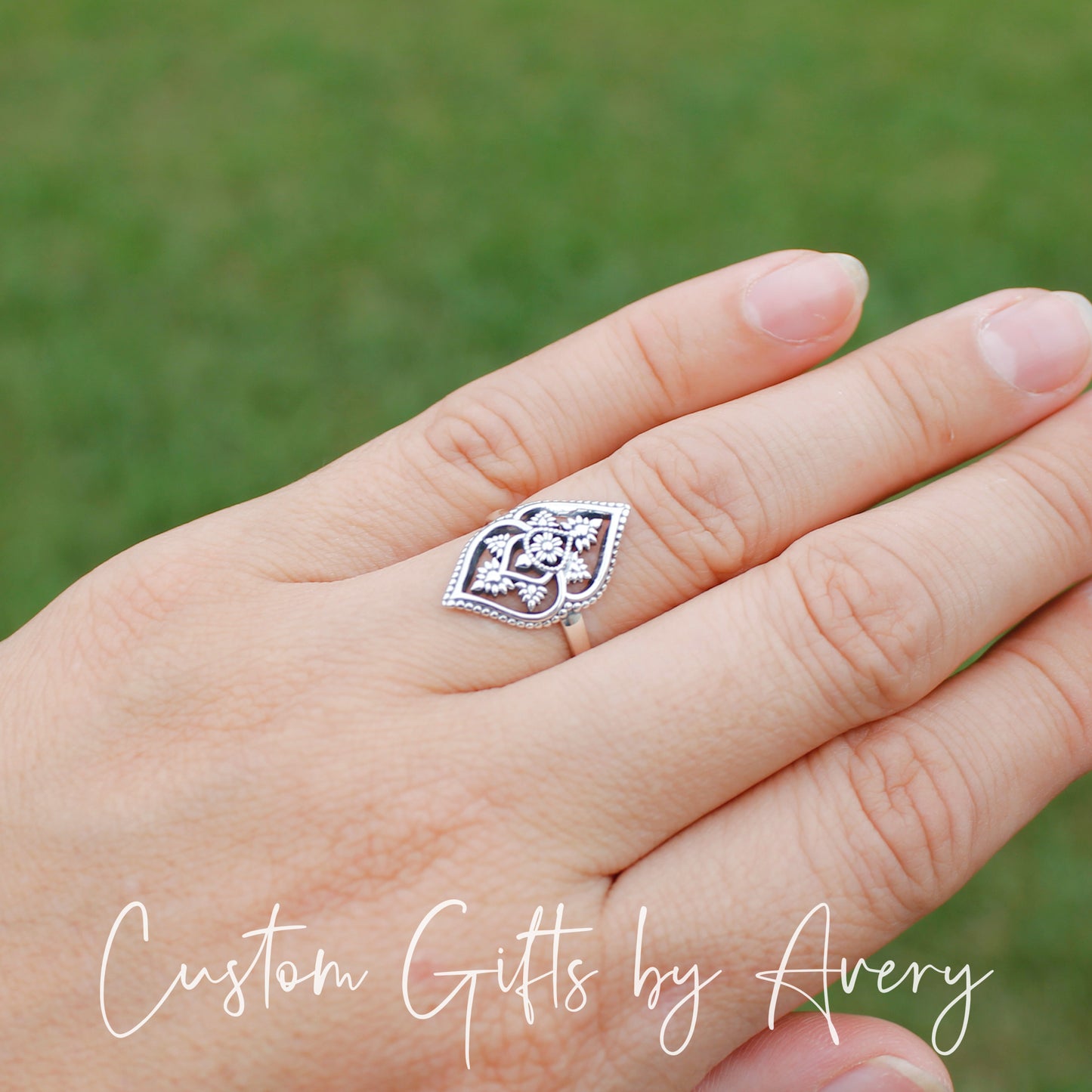 Oxidized Sterling BOHO Ring