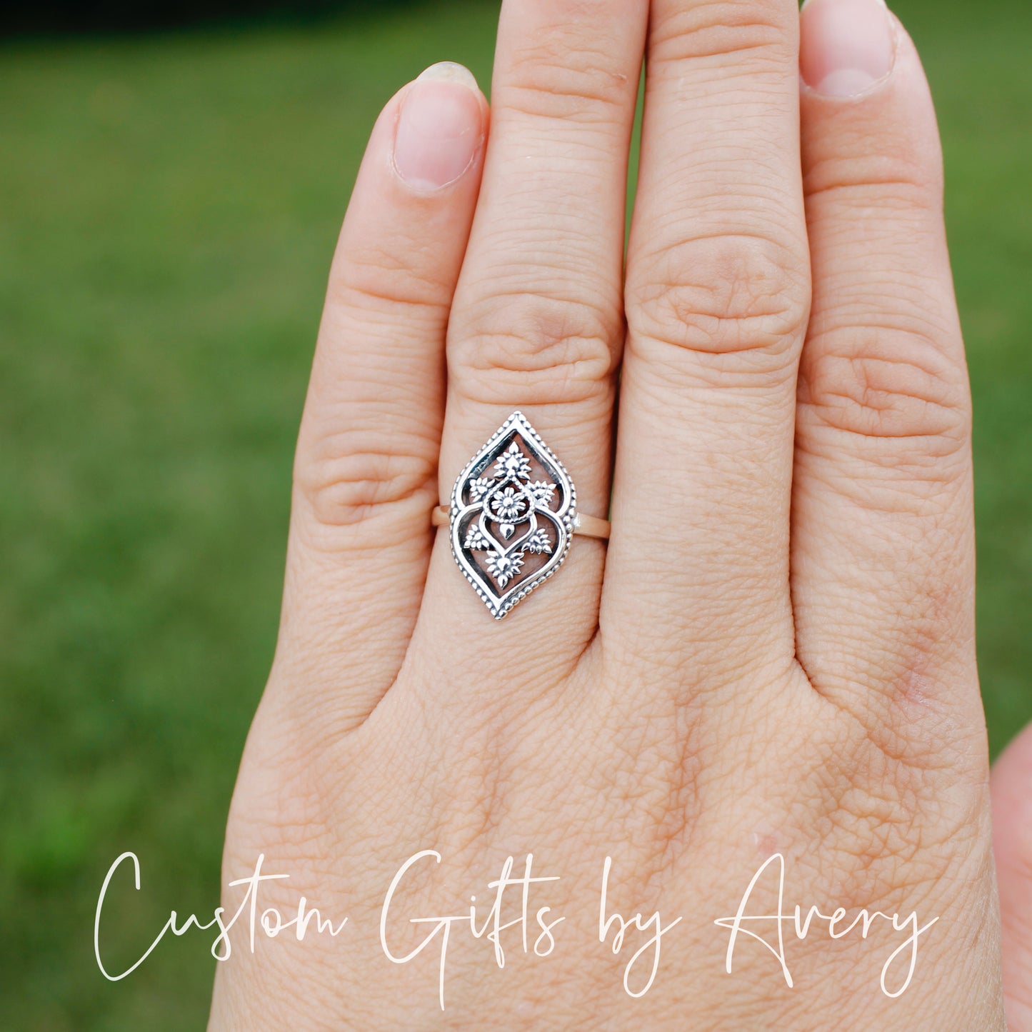 Oxidized Sterling BOHO Ring