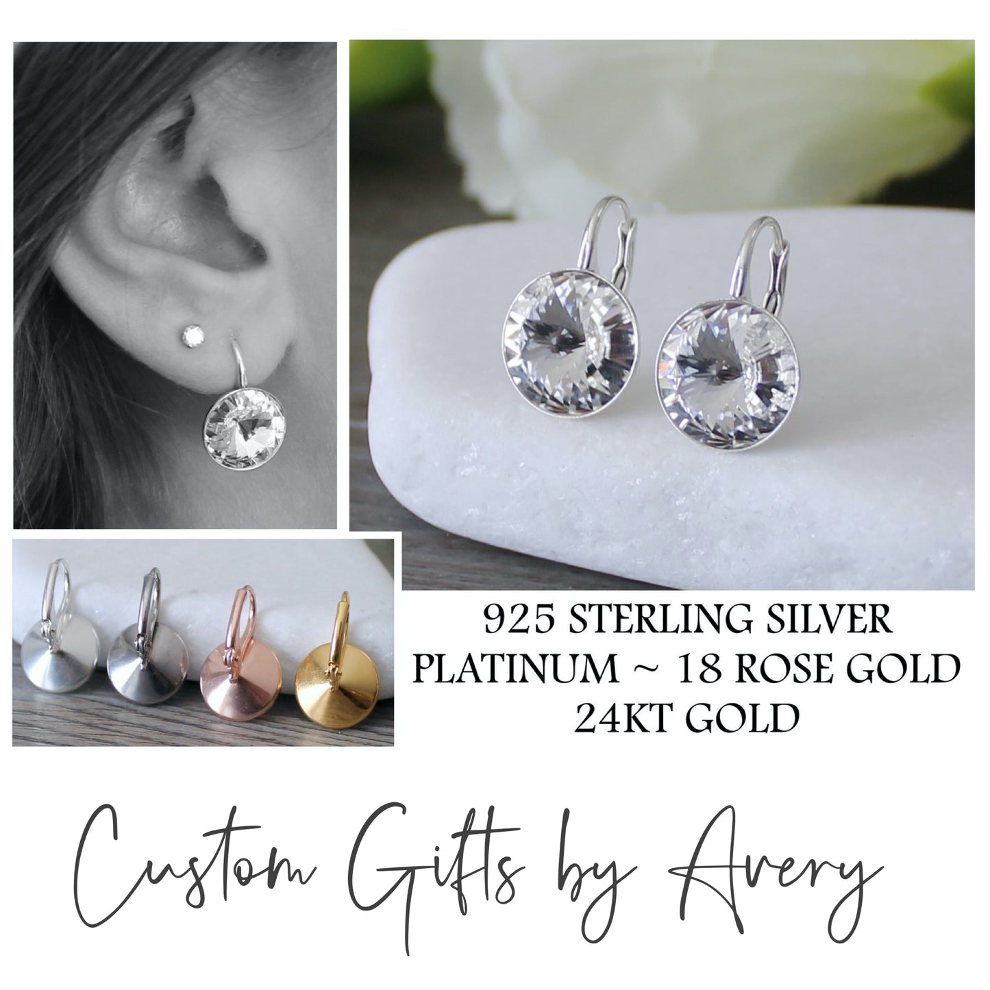 Bella Inspired Austrian Crystal Earrings ~ Crystal Clear