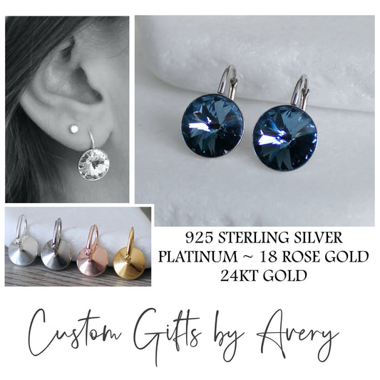 Bella Inspired Austrian Crystal Earrings ~ Denim Blue